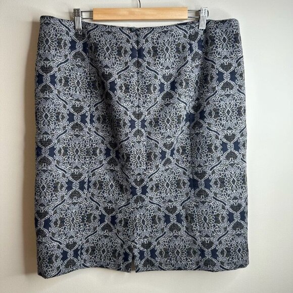 Talbots Skirt Womens Sz 18 Medallion Print A Line Midi Zip Wool‎ Blend Preppy - Picture 4 of 10